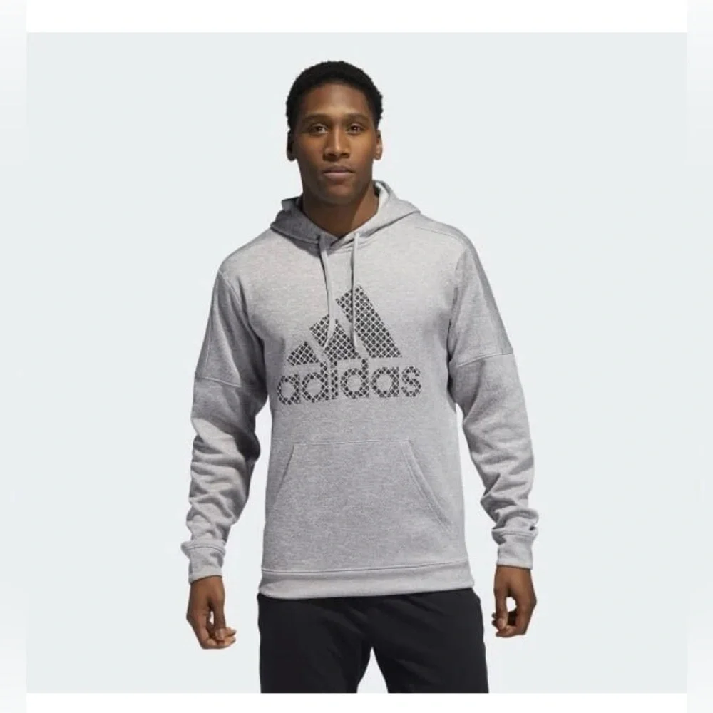 Adidas Team Issue Badge of Sport Grid Men’s Hoodie Light Gray Size Large